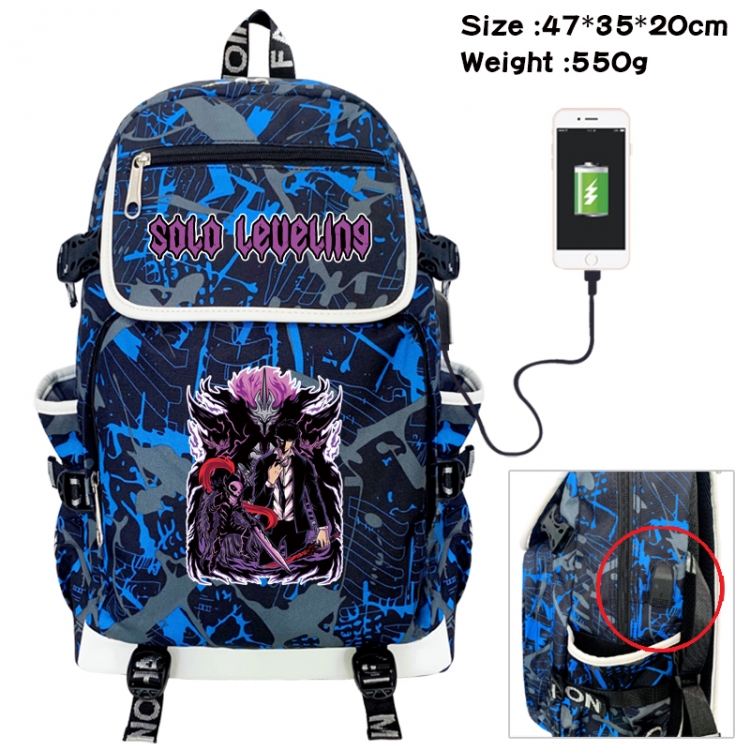 Solo Leveling:Arise Camouflage waterproof sail fabric flip backpack student bag 47X35X20CM 550G