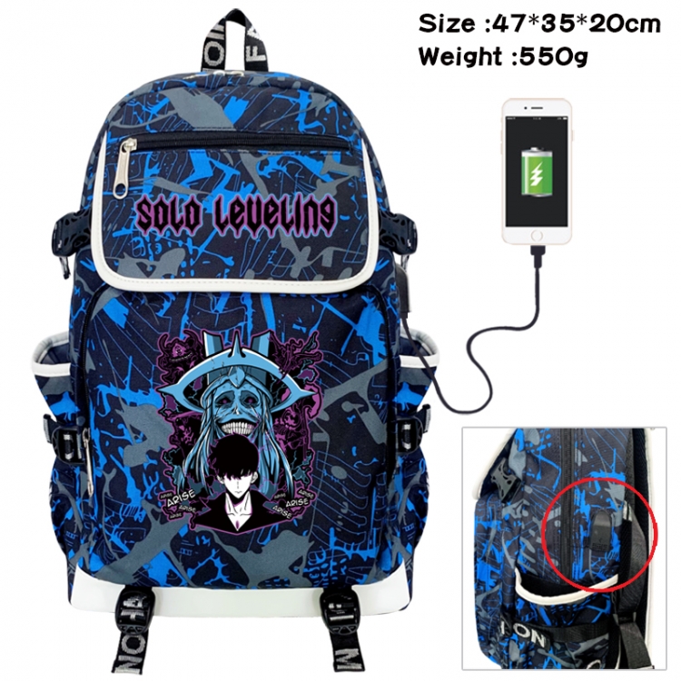 Solo Leveling:Arise Camouflage waterproof sail fabric flip backpack student bag 47X35X20CM 550G