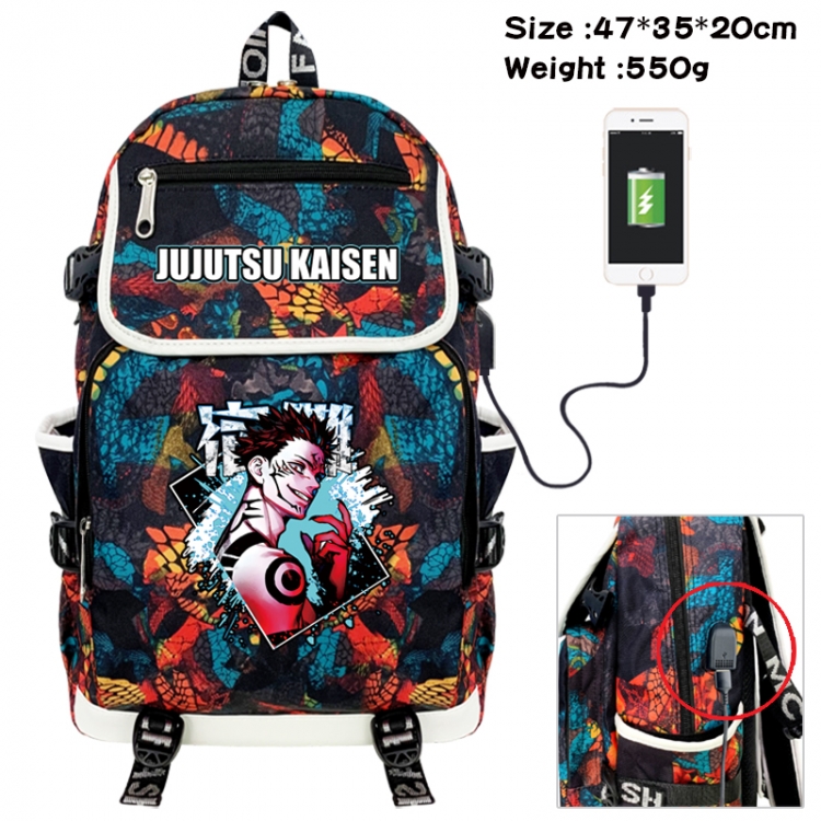 Jujutsu Kaisen Camouflage waterproof sail fabric flip backpack student bag 47X35X20CM 550G