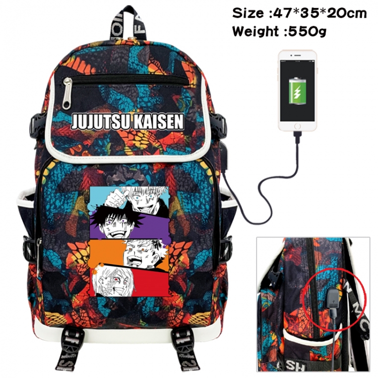 Jujutsu Kaisen Camouflage waterproof sail fabric flip backpack student bag 47X35X20CM 550G