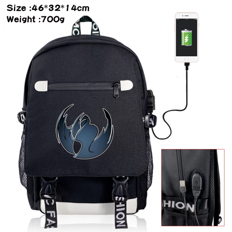 Solo Leveling:Arise canvas USB backpack cartoon print student backpack 46X32X14CM 700g