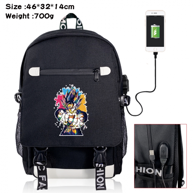 DRAGON BALL canvas USB backpack cartoon print student backpack 46X32X14CM 700g 