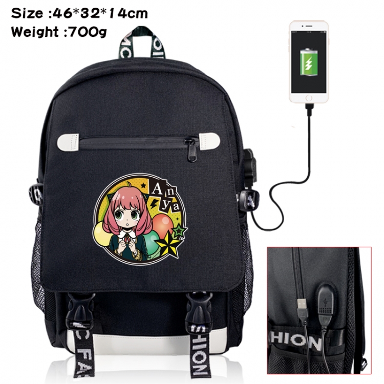 SPYxFAMILY canvas USB backpack cartoon print student backpack 46X32X14CM 700g 