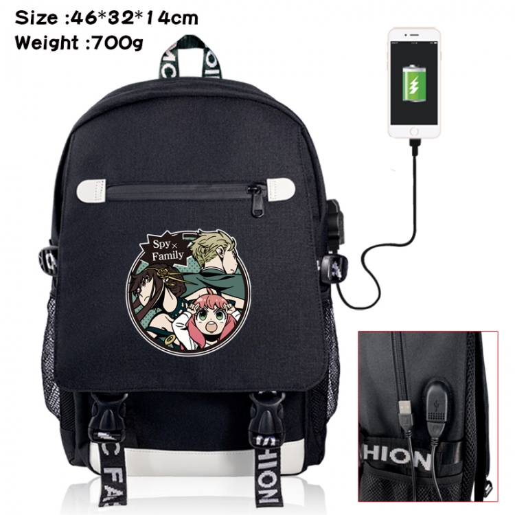 SPYxFAMILY canvas USB backpack cartoon print student backpack 46X32X14CM 700g 