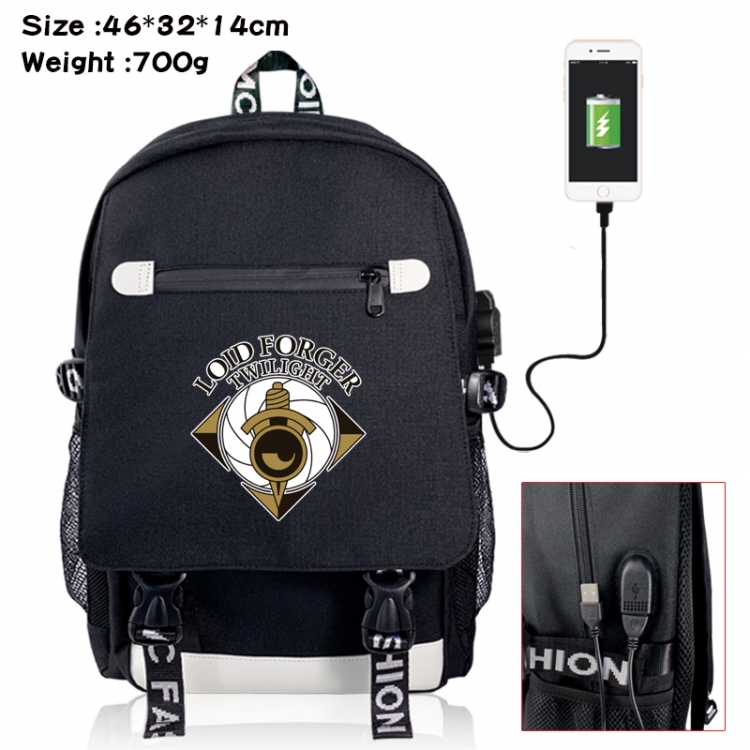 SPYxFAMILY canvas USB backpack cartoon print student backpack 46X32X14CM 700g 