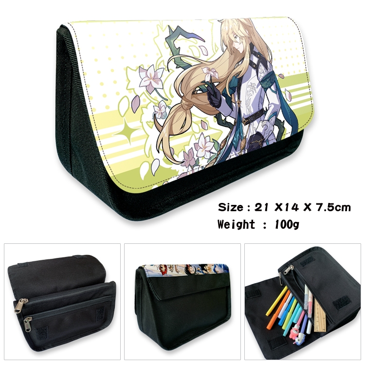 Honkai: Star Rail Anime Velcro canvas zipper pencil case Pencil Bag 21×14×7.5cm