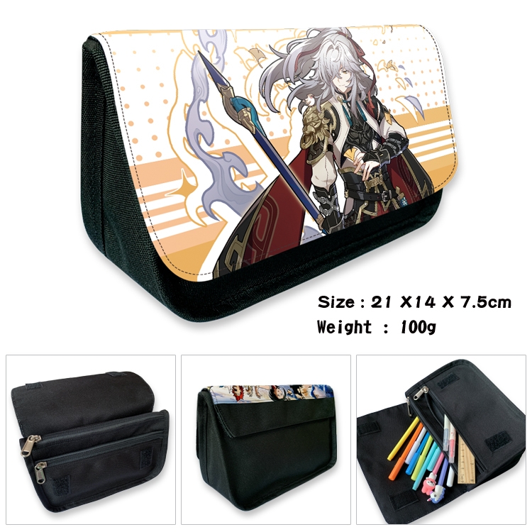 Honkai: Star Rail Anime Velcro canvas zipper pencil case Pencil Bag 21×14×7.5cm