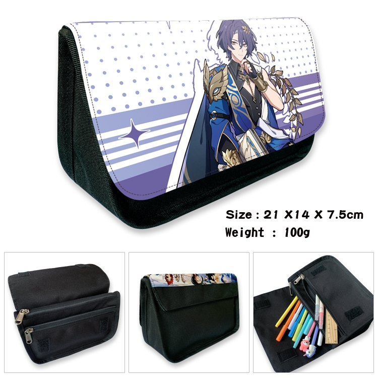 Honkai: Star Rail Anime Velcro canvas zipper pencil case Pencil Bag 21×14×7.5cm