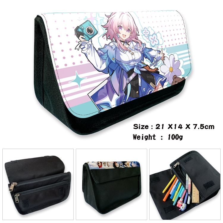 Honkai: Star Rail Anime Velcro canvas zipper pencil case Pencil Bag 21×14×7.5cm