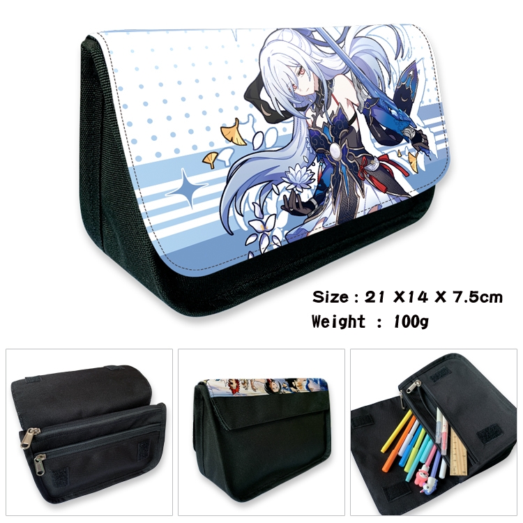 Honkai: Star Rail Anime Velcro canvas zipper pencil case Pencil Bag 21×14×7.5cm