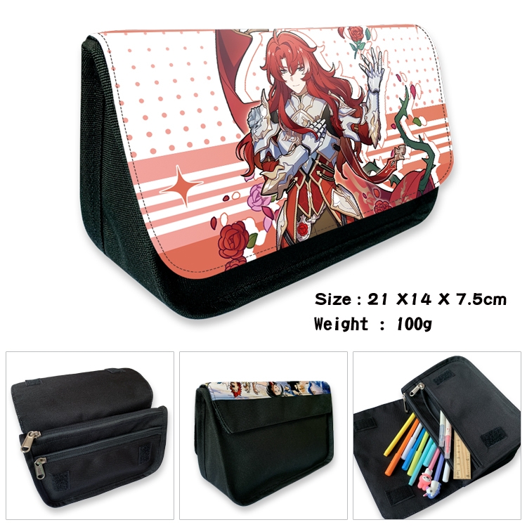 Honkai: Star Rail Anime Velcro canvas zipper pencil case Pencil Bag 21×14×7.5cm