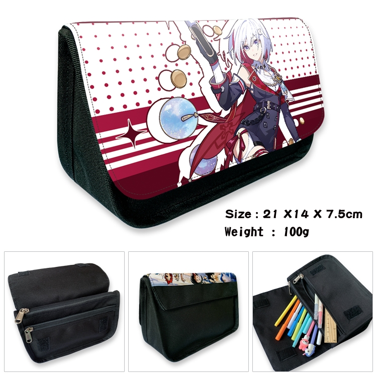 Honkai: Star Rail Anime Velcro canvas zipper pencil case Pencil Bag 21×14×7.5cm