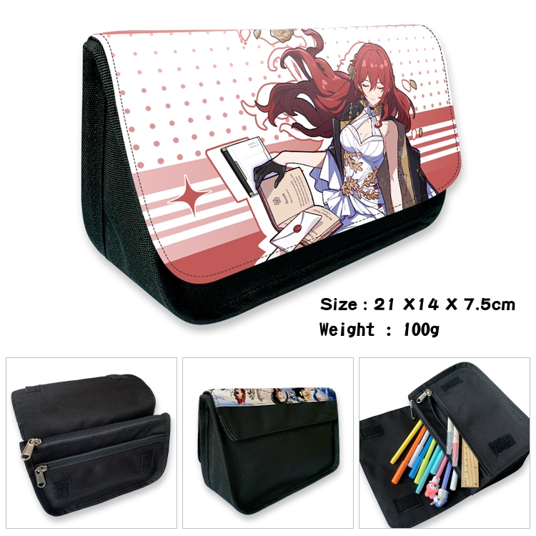 Honkai: Star Rail Anime Velcro canvas zipper pencil case Pencil Bag 21×14×7.5cm