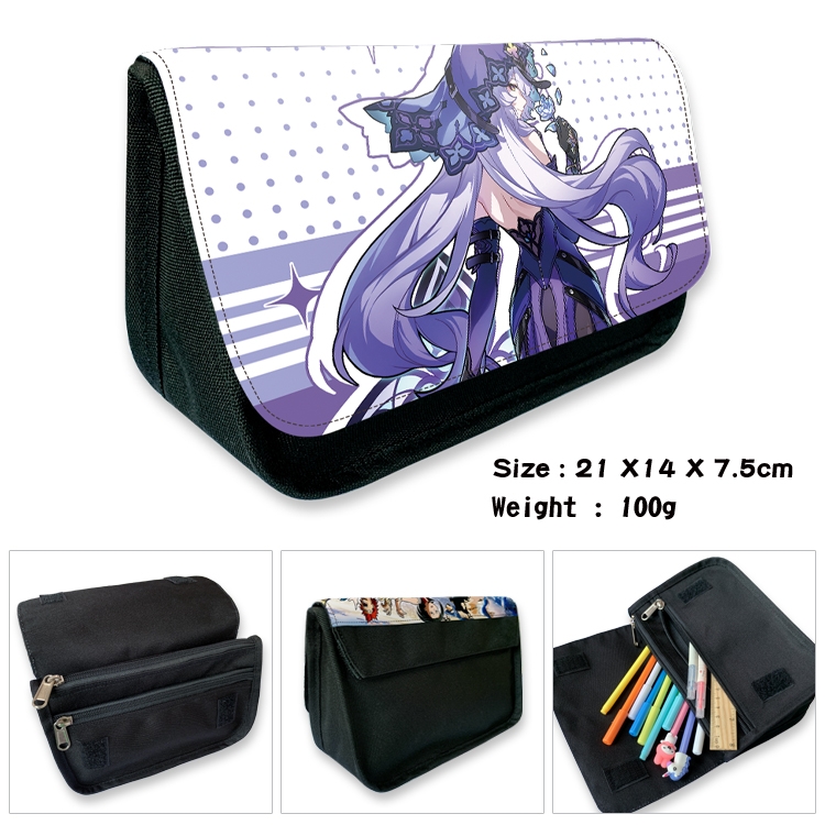 Honkai: Star Rail Anime Velcro canvas zipper pencil case Pencil Bag 21×14×7.5cm