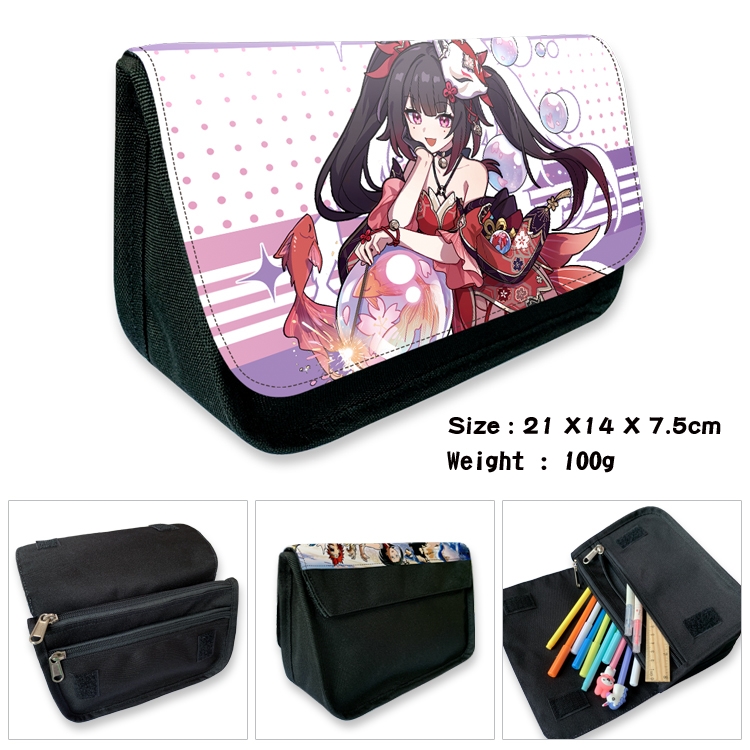 Honkai: Star Rail Anime Velcro canvas zipper pencil case Pencil Bag 21×14×7.5cm