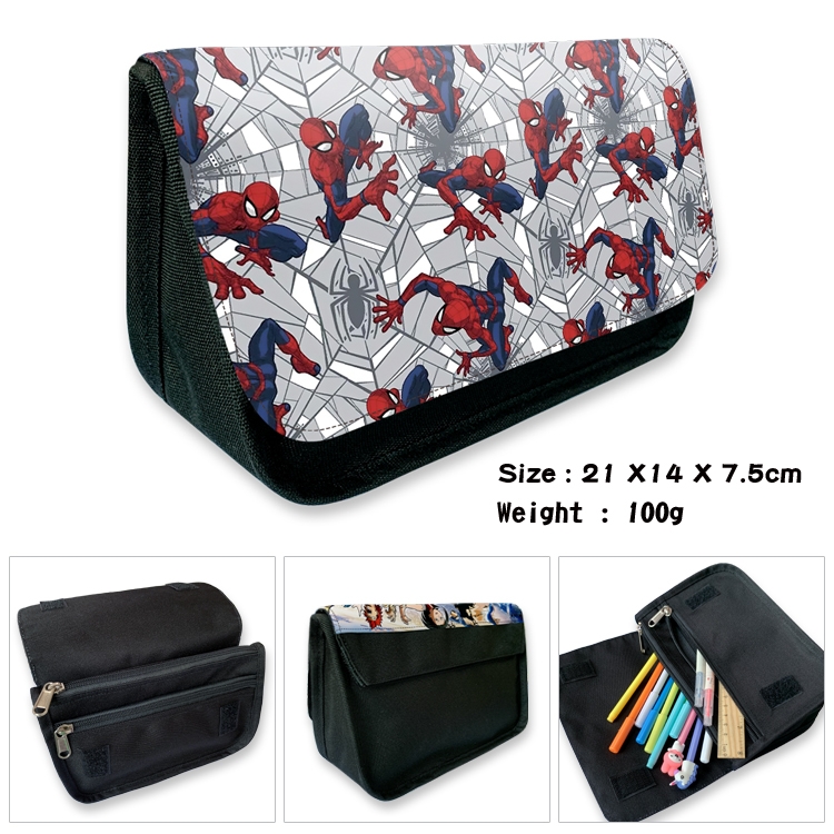 Superheroes Anime Velcro canvas zipper pencil case Pencil Bag 21×14×7.5cm