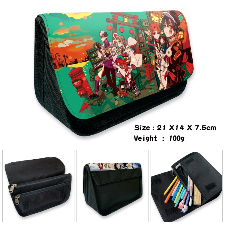 Toilet-bound Hanako-kun Anime Velcro canvas zipper pencil case Pencil Bag 21×14×7.5cm