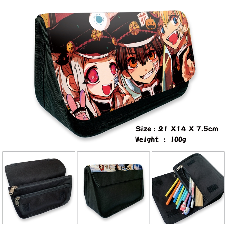 Toilet-bound Hanako-kun Anime Velcro canvas zipper pencil case Pencil Bag 21×14×7.5cm