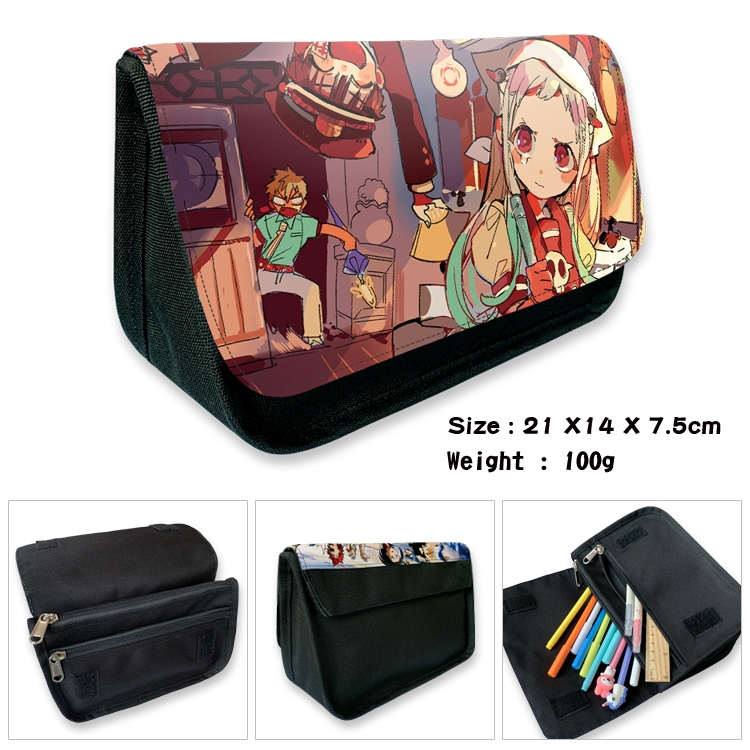 Toilet-bound Hanako-kun Anime Velcro canvas zipper pencil case Pencil Bag 21×14×7.5cm