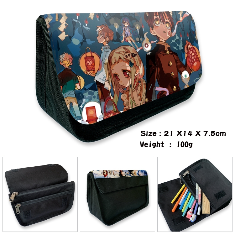 Toilet-bound Hanako-kun Anime Velcro canvas zipper pencil case Pencil Bag 21×14×7.5cm