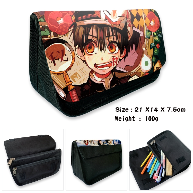 Toilet-bound Hanako-kun Anime Velcro canvas zipper pencil case Pencil Bag 21×14×7.5cm