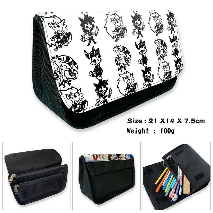 Hazbin Hotel Anime Velcro canvas zipper pencil case Pencil Bag 21×14×7.5cm