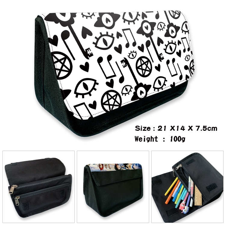 Hazbin Hotel Anime Velcro canvas zipper pencil case Pencil Bag 21×14×7.5cm