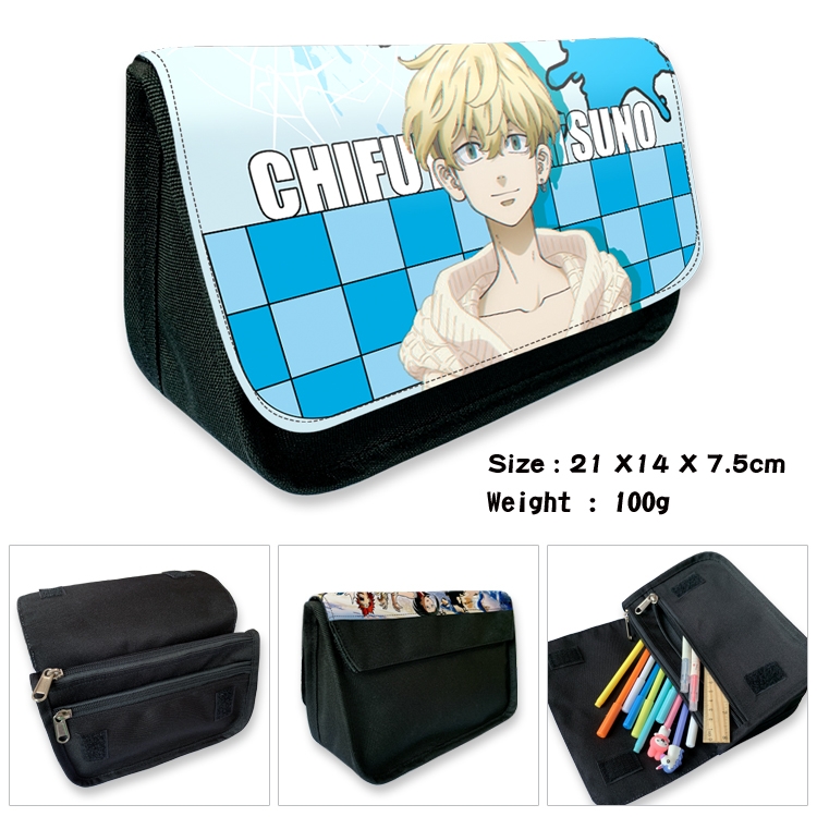 Tokyo Revengers Anime Velcro canvas zipper pencil case Pencil Bag 21×14×7.5cm