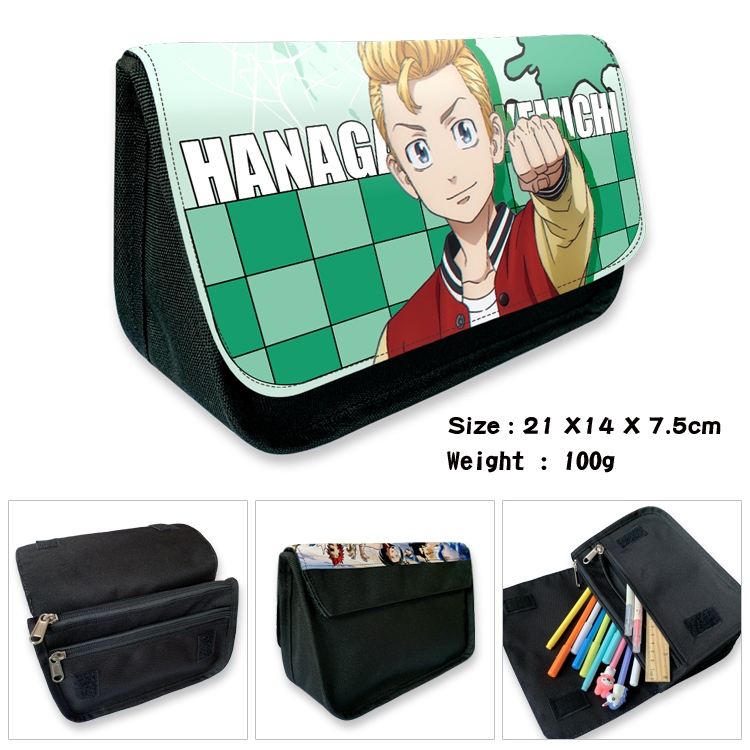 Tokyo Revengers Anime Velcro canvas zipper pencil case Pencil Bag 21×14×7.5cm