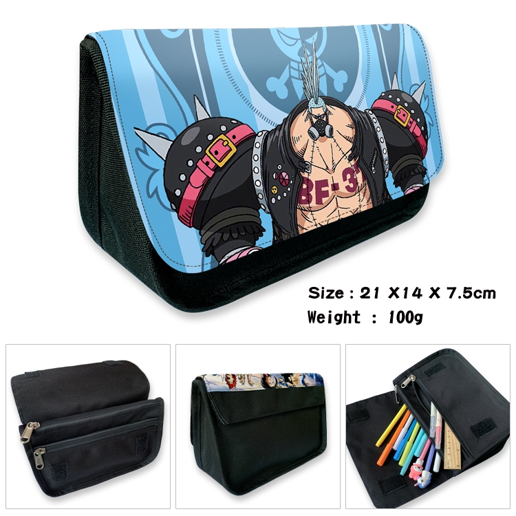  One Piece Anime Velcro canvas zipper pencil case Pencil Bag 21×14×7.5cm