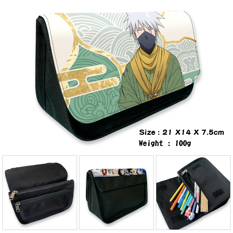 Naruto Anime Velcro canvas zipper pencil case Pencil Bag 21×14×7.5cm