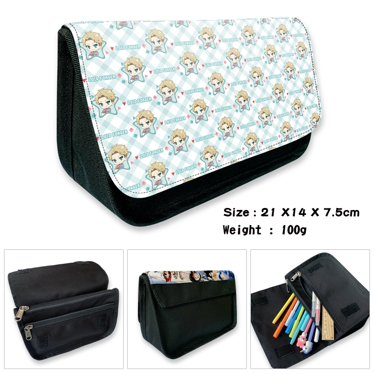 SPYxFAMILY Anime Velcro canvas zipper pencil case Pencil Bag 21×14×7.5cm