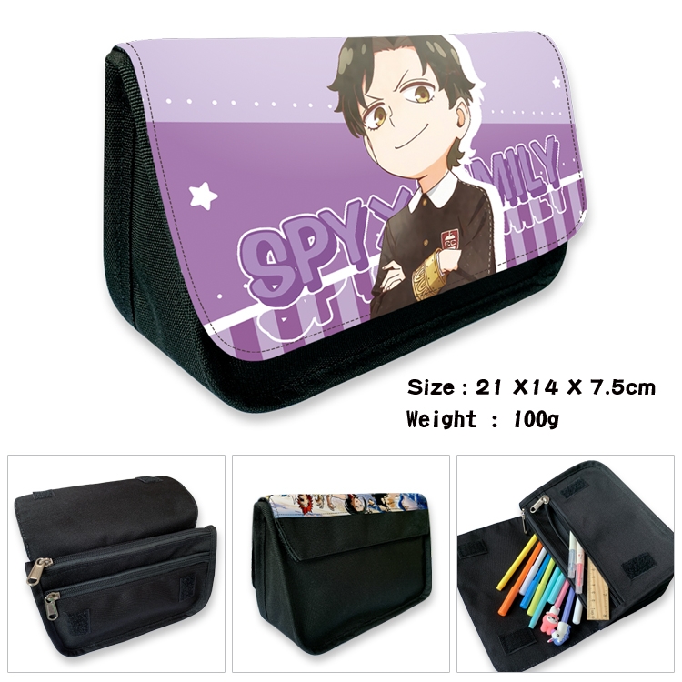 SPYxFAMILY Anime Velcro canvas zipper pencil case Pencil Bag 21×14×7.5cm