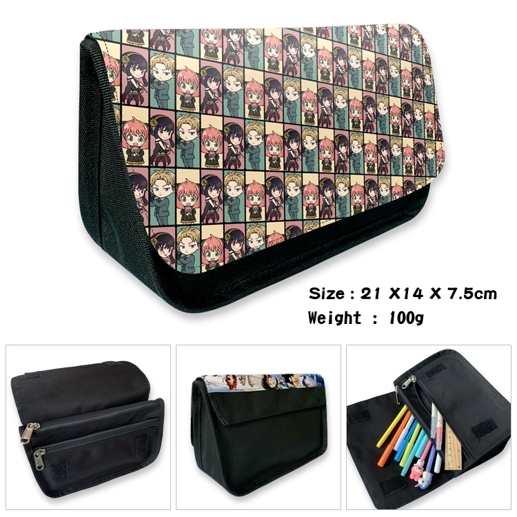 SPYxFAMILY Anime Velcro canvas zipper pencil case Pencil Bag 21×14×7.5cm