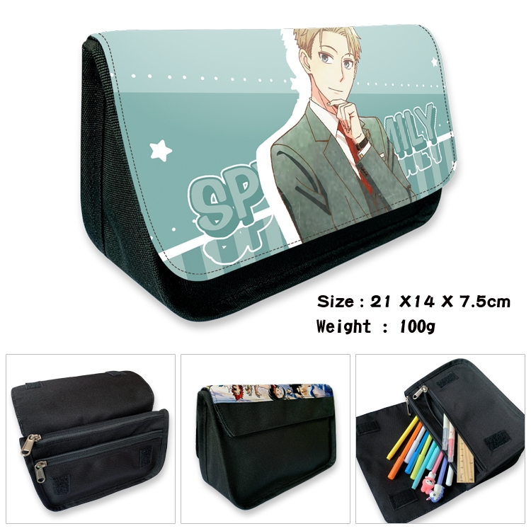 SPYxFAMILY Anime Velcro canvas zipper pencil case Pencil Bag 21×14×7.5cm