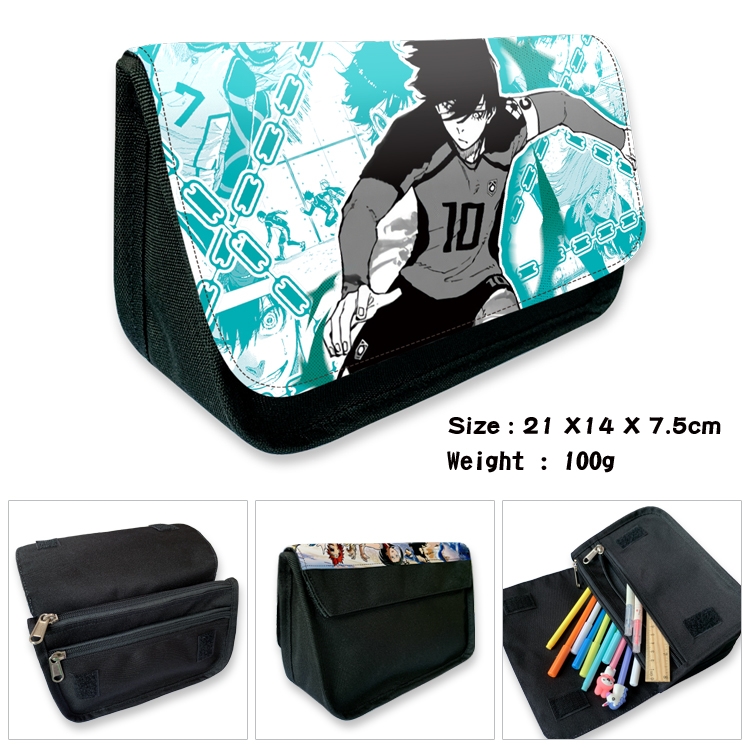BLUE LOCK Anime Velcro canvas zipper pencil case Pencil Bag 21×14×7.5cm