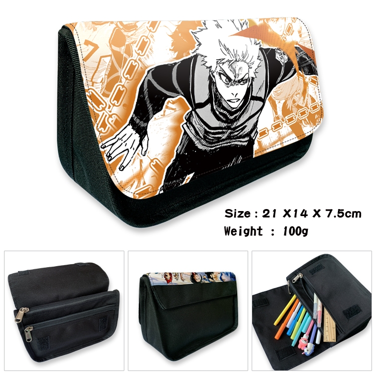 BLUE LOCK Anime Velcro canvas zipper pencil case Pencil Bag 21×14×7.5cm