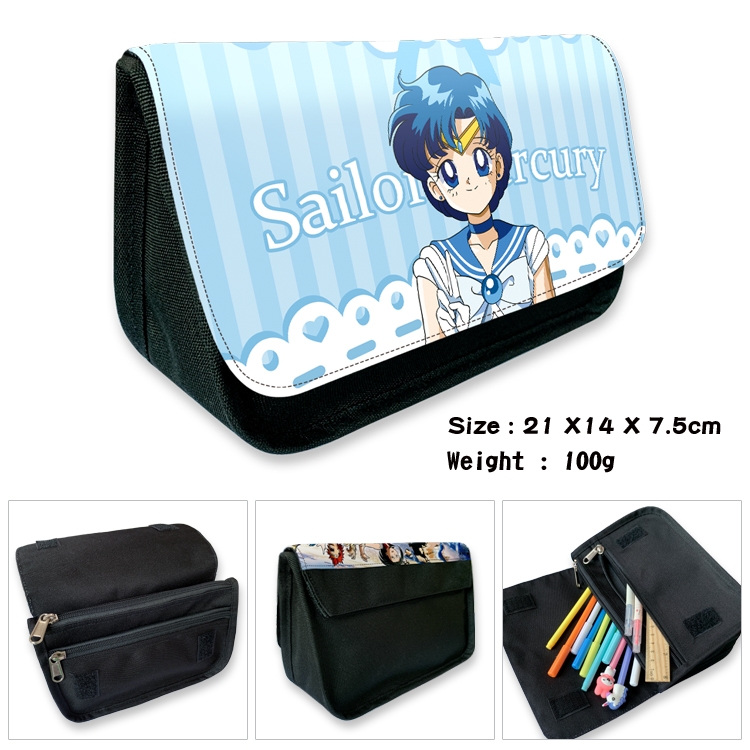 sailormoon Anime Velcro canvas zipper pencil case Pencil Bag 21×14×7.5cm