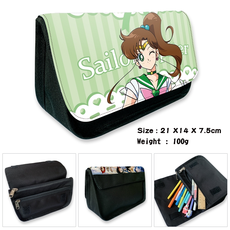 sailormoon Anime Velcro canvas zipper pencil case Pencil Bag 21×14×7.5cm