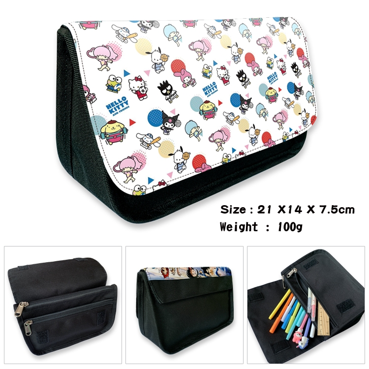 sanrio Anime Velcro canvas zipper pencil case Pencil Bag 21×14×7.5cm