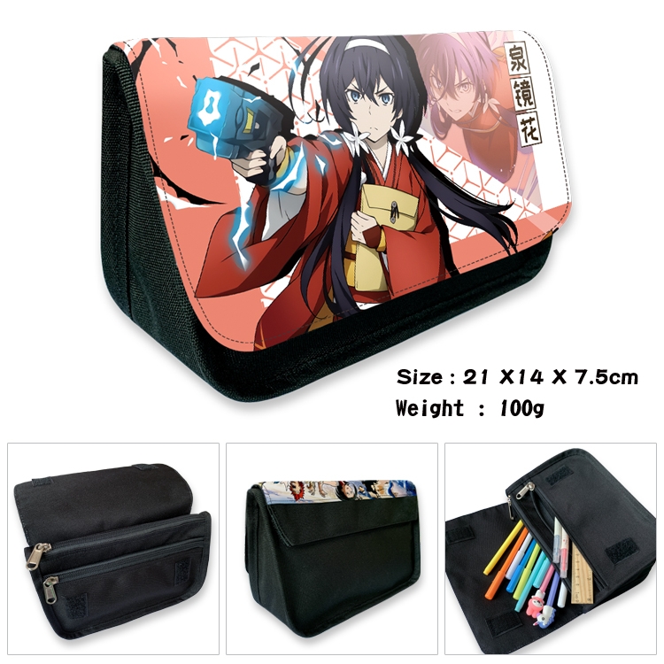  Bungo Stray Dogs Anime Velcro canvas zipper pencil case Pencil Bag 21×14×7.5cm