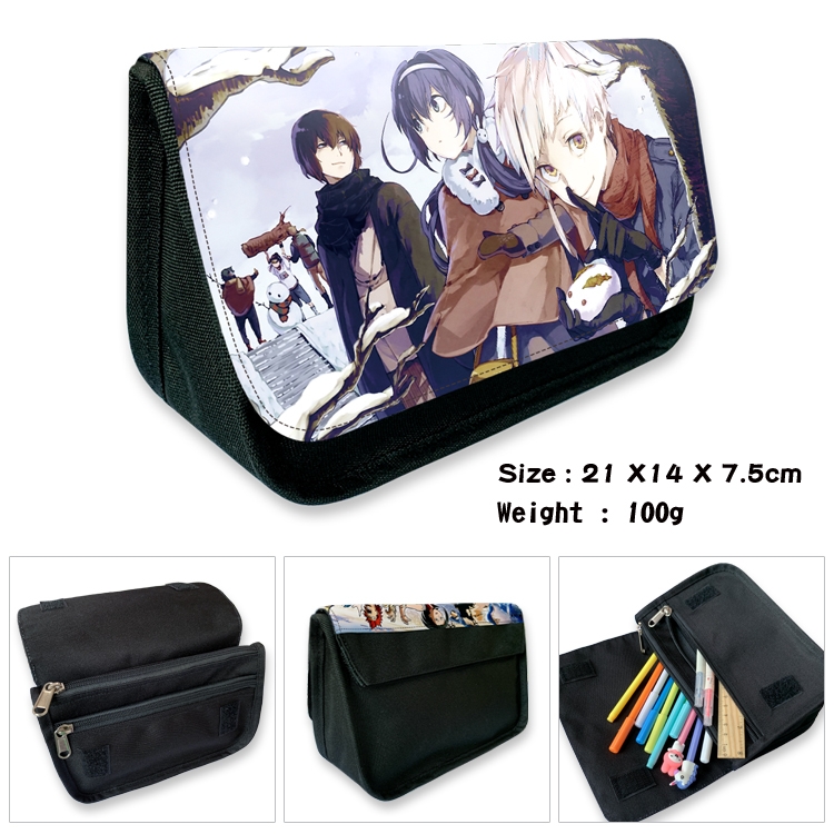  Bungo Stray Dogs Anime Velcro canvas zipper pencil case Pencil Bag 21×14×7.5cm