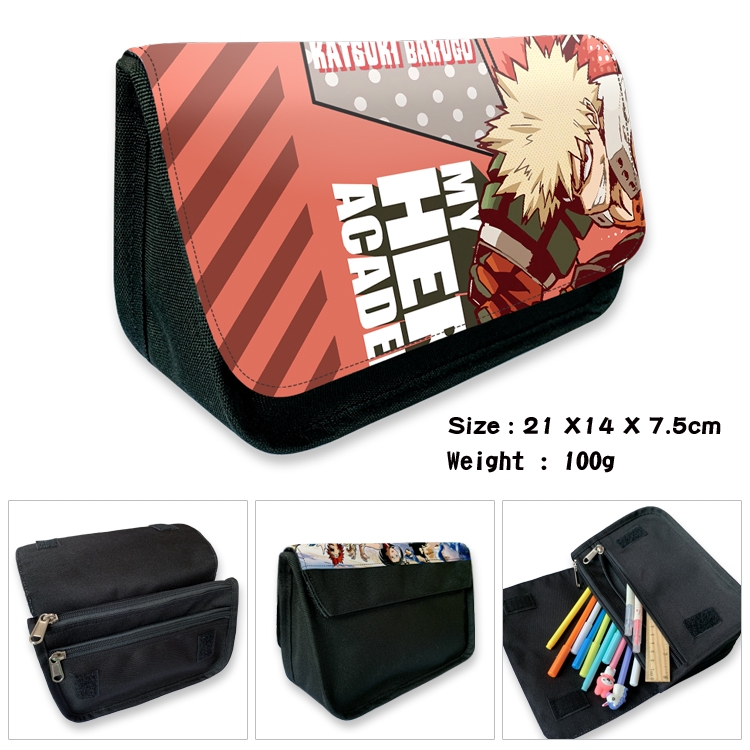 My Hero Academia Anime Velcro canvas zipper pencil case Pencil Bag 21×14×7.5cm