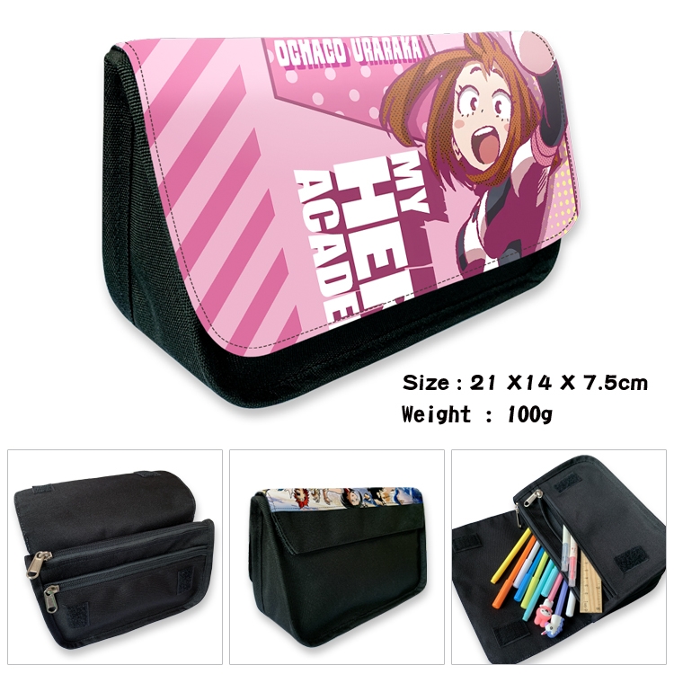 My Hero Academia Anime Velcro canvas zipper pencil case Pencil Bag 21×14×7.5cm