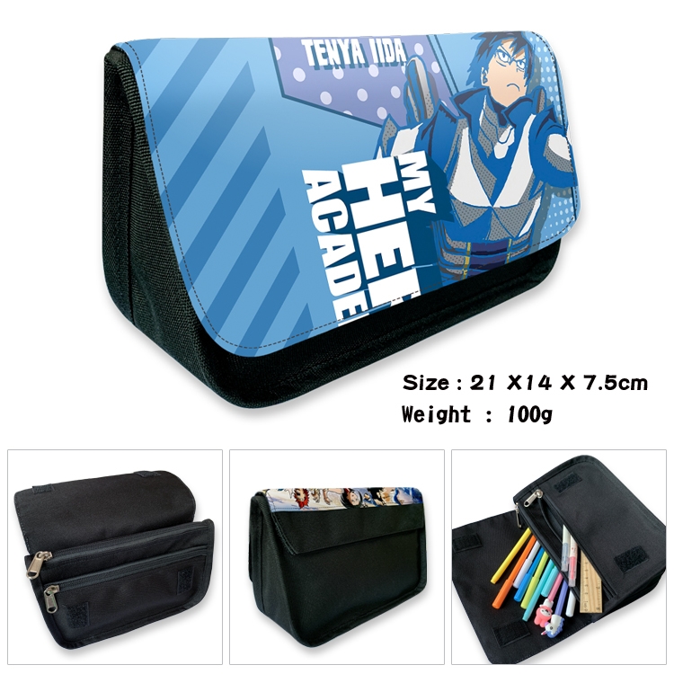 My Hero Academia Anime Velcro canvas zipper pencil case Pencil Bag 21×14×7.5cm