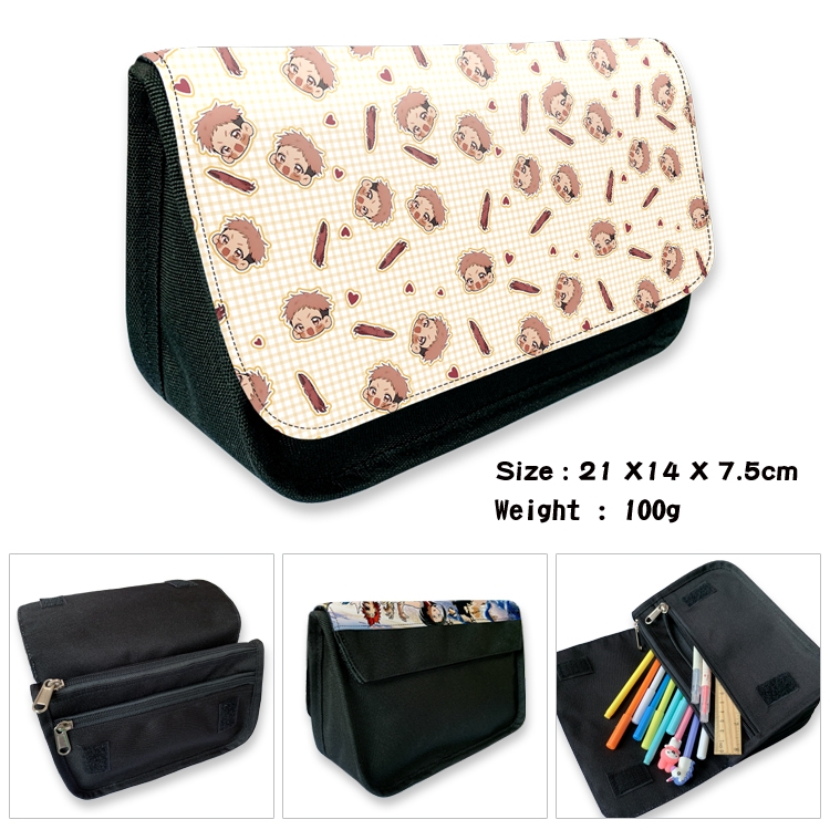 Jujutsu Kaisen Anime Velcro canvas zipper pencil case Pencil Bag 21×14×7.5cm