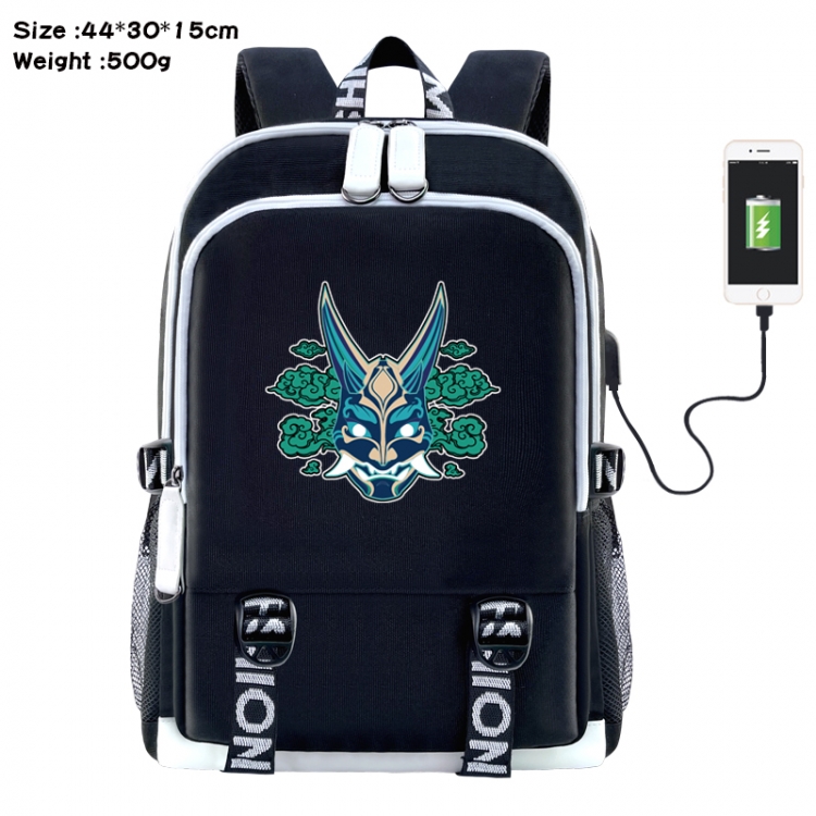 Genshin Impact Anime Double Zipper Data Backpack 44X30X15CM
