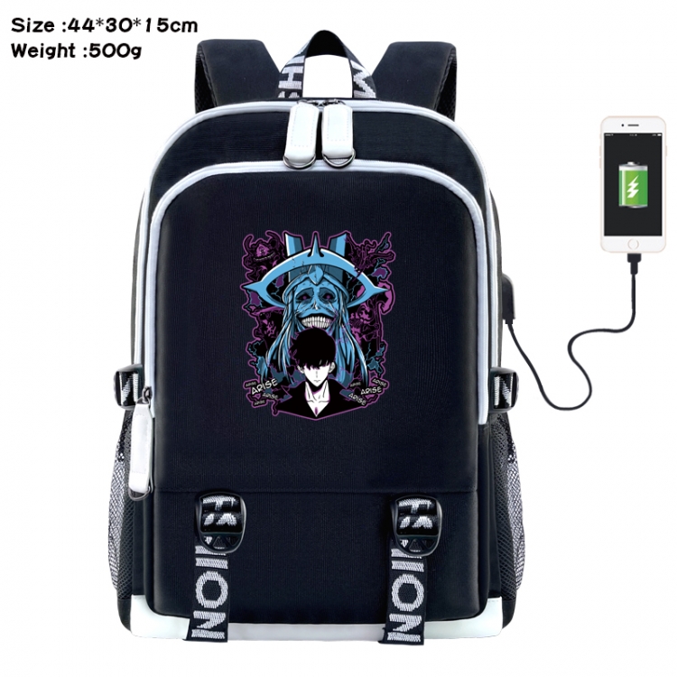 Solo Leveling:Arise Anime Double Zipper Data Backpack 44X30X15CM