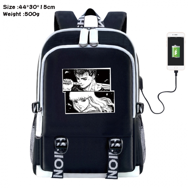 Berserk Anime Double Zipper Data Backpack 44X30X15CM