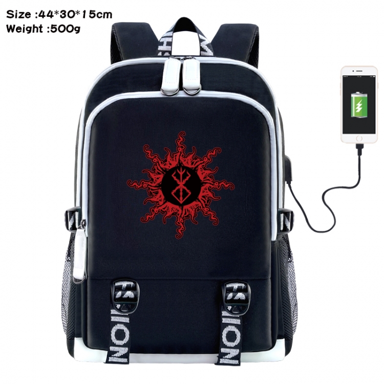 Berserk Anime Double Zipper Data Backpack 44X30X15CM